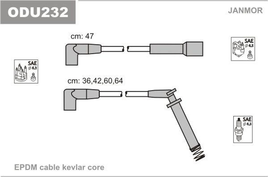JANMOR ODU232 Zündkabelsatz OE 90442051 kompatibel mit Astra F