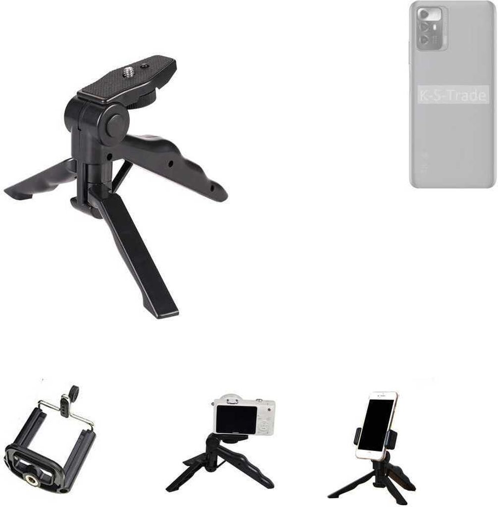 K-S-Trade Stativ Tisch-Ständer Dreibein Handy-Stativ Ständer kompatibel mit ZTE Voyage 30 Smooth Edition Mini-Stativ Smartphone Tripod Handy-Stativ