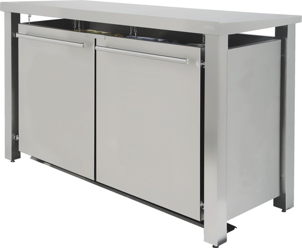 reinkeDESIGN | Mülltonnen-Box 3er 240L | Typ_E | Pultdach, Pfosten in Edelstahl, Blenden in Edelstahl | Ideal für Eigenheim, regionale Herstellung