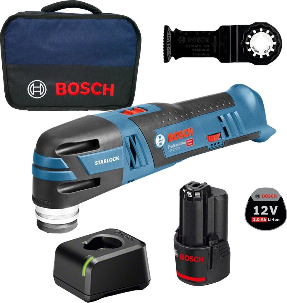 Bosch Akku-Multi-Cutter GOP 12V-28 / 1x 2,0 Ah Akku + Ladegerät im Softbag