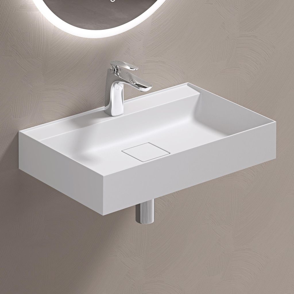 doporro Lavabo Suspendu avec Bonde Vasque à Poser Blanc Mat Image du produit 