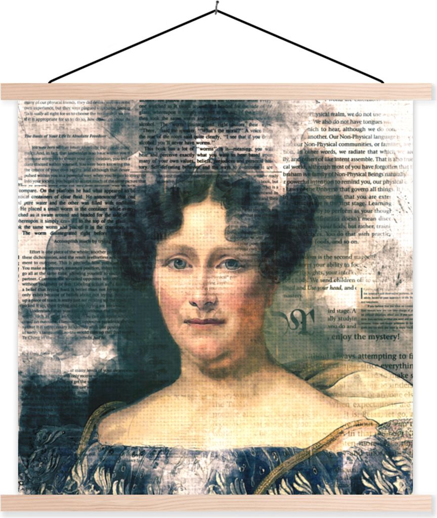 MuchoWow Textilposter Johanna Henriette Engelen - Dubois Drahonet - Zeitungsartikel 40x40 cm mit holzfarbenen Rahmen - Posterleiste
