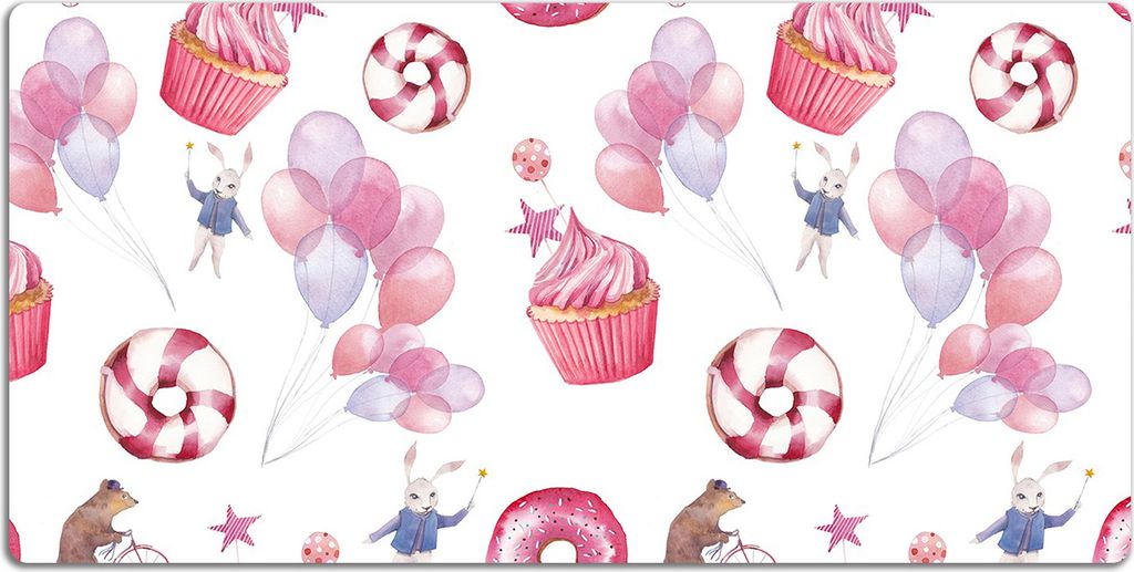 Schreibtischmatte Tischunterlage 100x50 cm Mauspad - Süßigkeiten und Ballons.