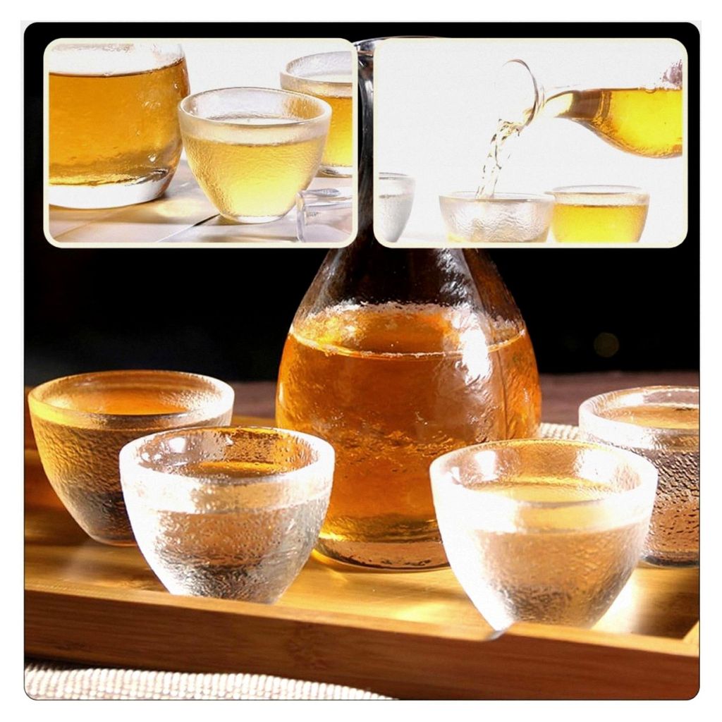 Japanisches Sake Glas - Kreativer Sake Pot mit Sake Bechern - Bruchsicheres Geschenk für Sake Liebhaber - Stilvolles Trinkerlebnis Zuhause
