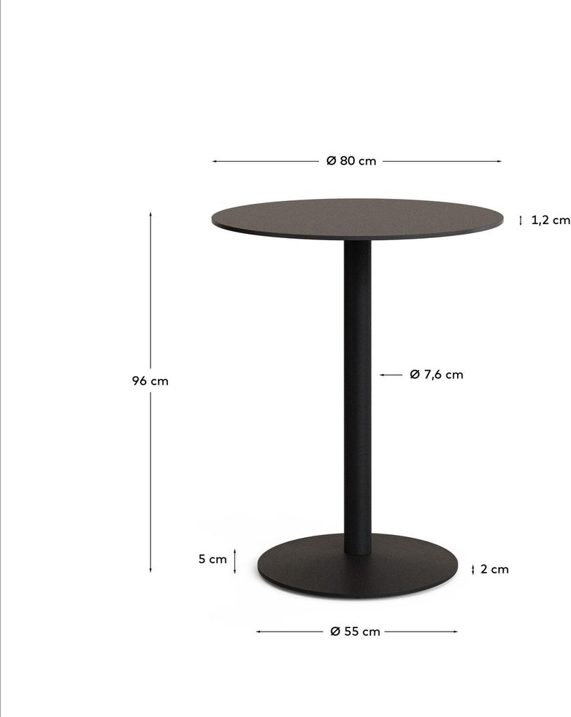 Outdoor-Tisch Esilda 80 x 80 x 96 cm Stahl Phenolplatte Schwarz