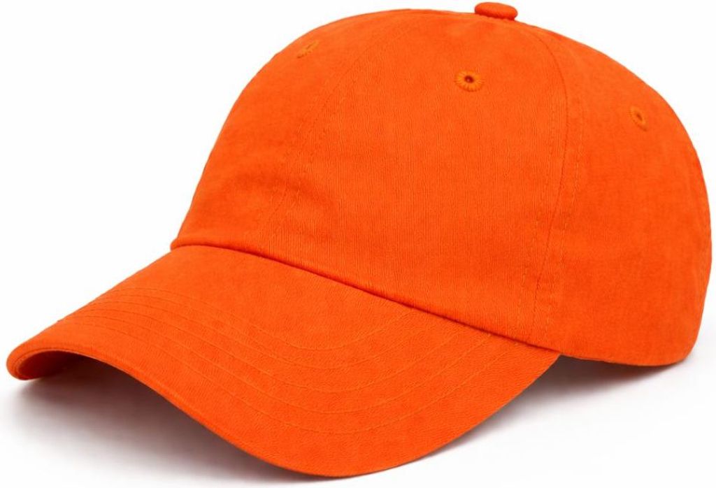 6-Panel-Cap – 100 % Baumwolle – Verstellbar mit Schiebeverschluss – Weiche, dünne Baseballkappe – Uni – Orange