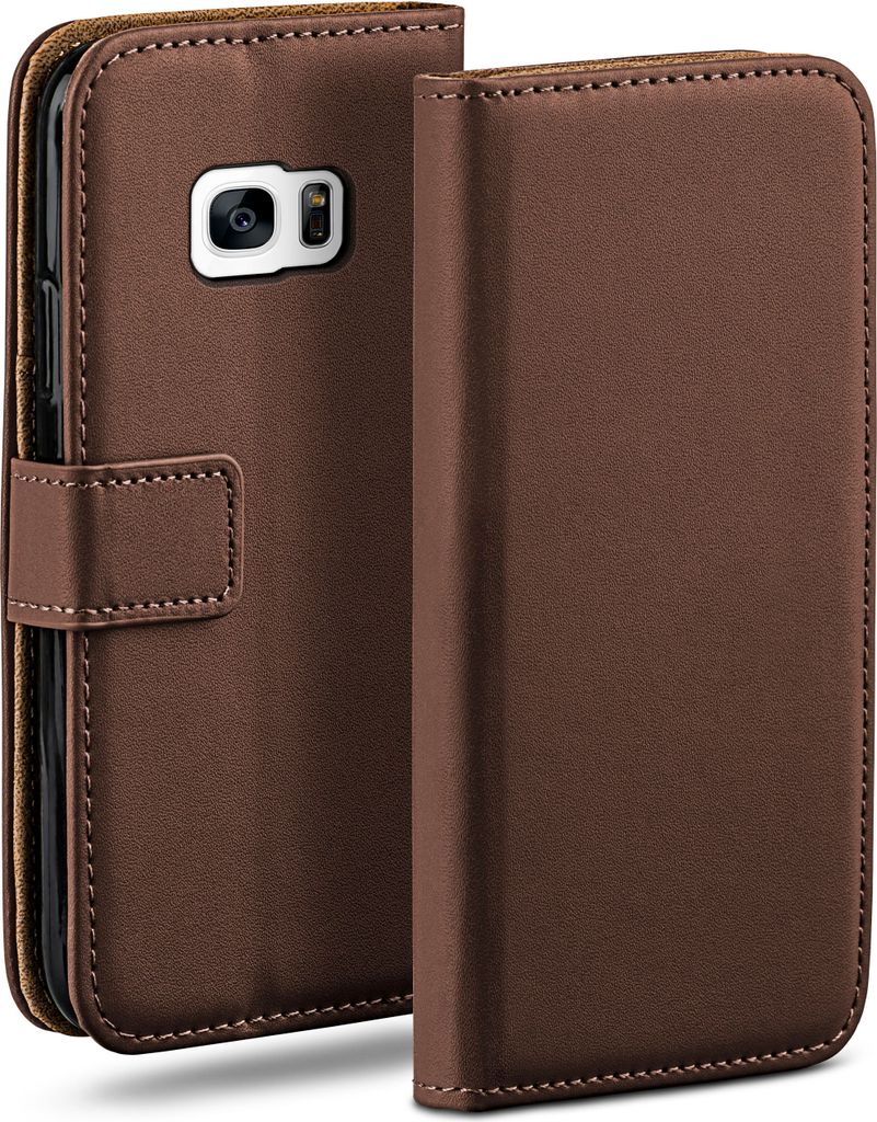 moex Book Case kompatibel mit Samsung Galaxy S7 - Hülle 360 Grad klappbar, Dunkelbraun