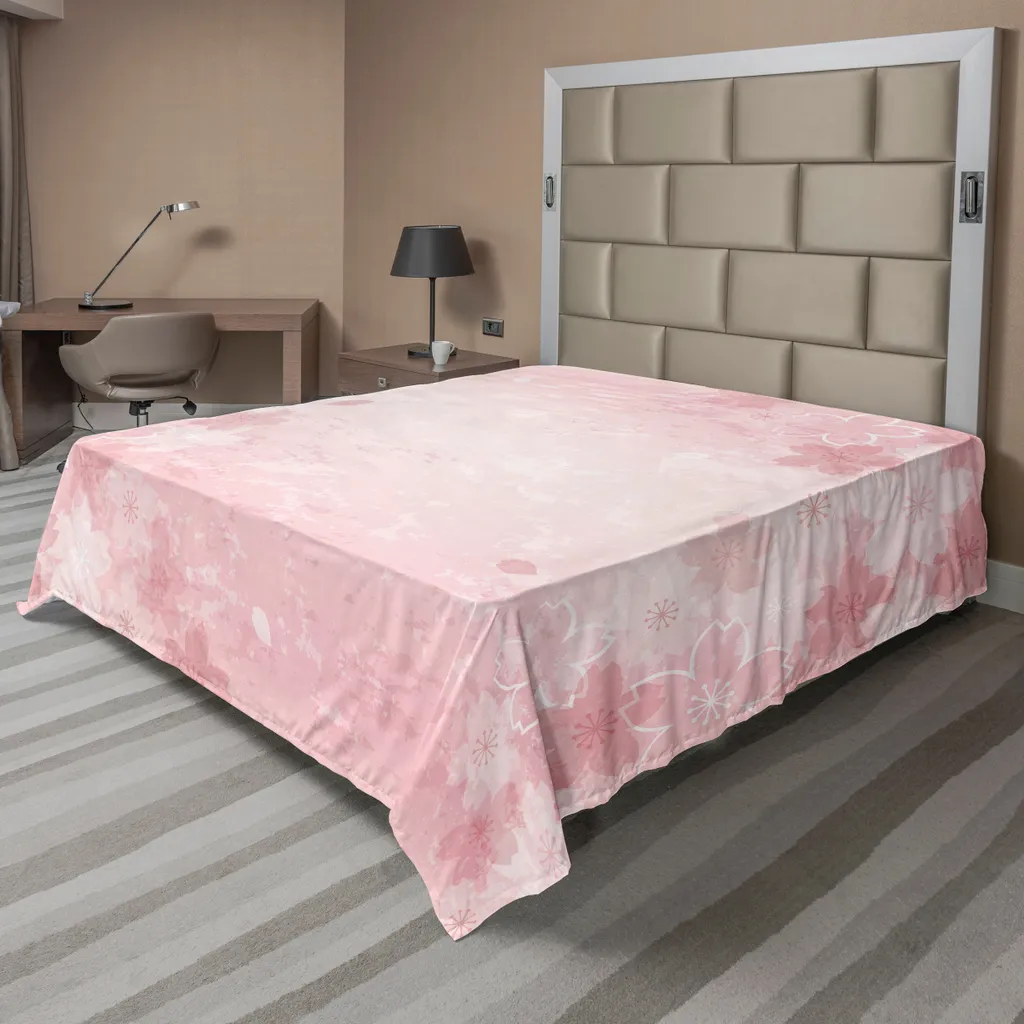 Drap Plat XL Anti-Plis et Doux pour Lit Décoratif Design Floral Rose