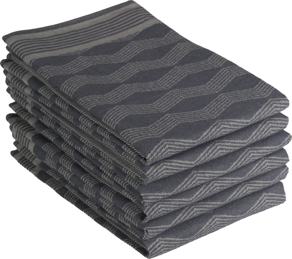 DoubleDry Geschirrtücher Baumwolle - 6-teilig - 50x70cm - - Hochwertige Geschirrhandtücher - Graphic, Grau