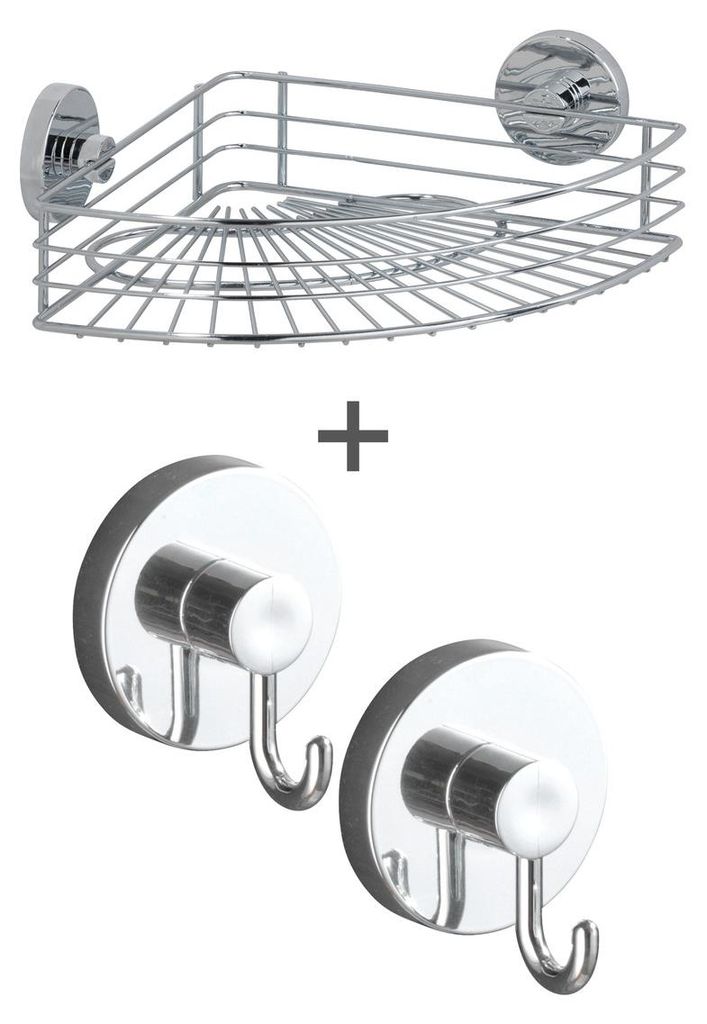 Vacuum-Loc® Eckablage Bari + Haken, 3-tlg. Produktbild 