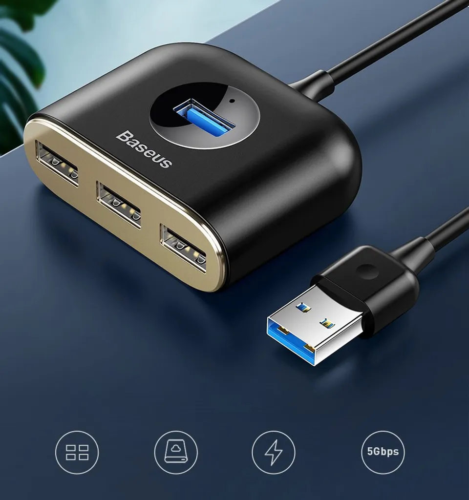 Baseus Hub USB 3.0 4-in-1 5Gbps - Splitter USB per Hard Disk 4TB - 20