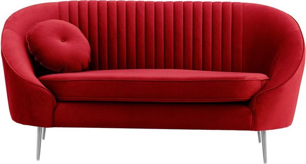 Zweisitzer-Sofa Kooper mit Ziernähten-Velluto 7-chrome metal
