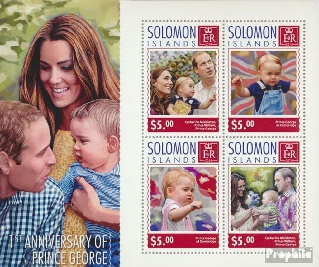 Briefmarken Salomoninseln 2014 Mi 2987-2990 Kleinbogen (kompl. Ausg.) postfrisch Prinz Georg
