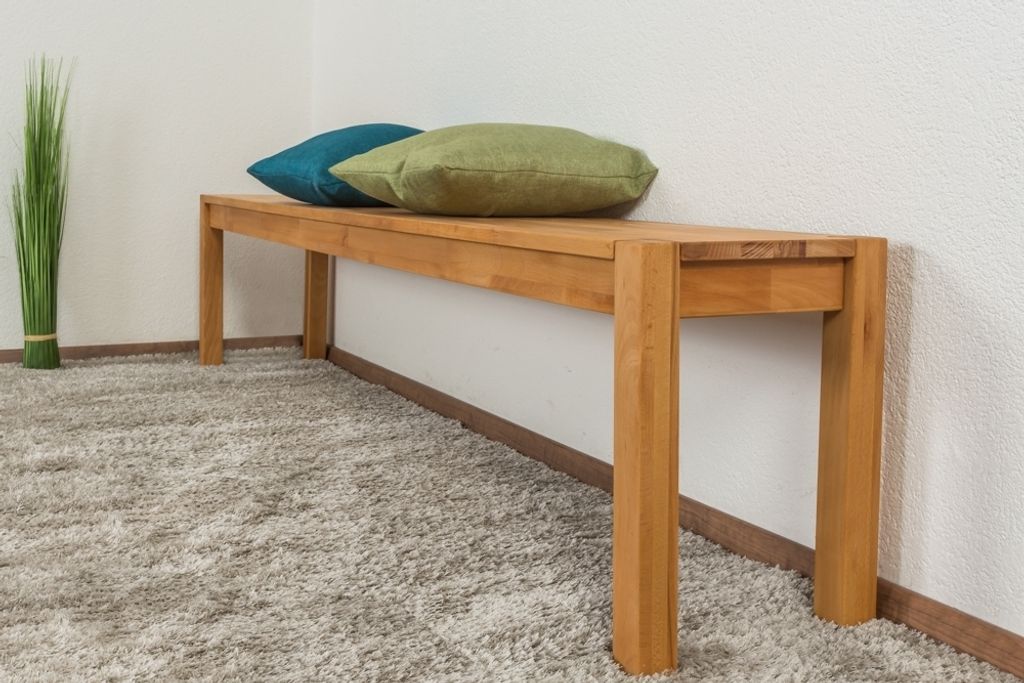 Sitzbank aus Kernbuche massiv, stabile Füße, 200 cm Länge, 33 cm Breite, 45 cm Höhe