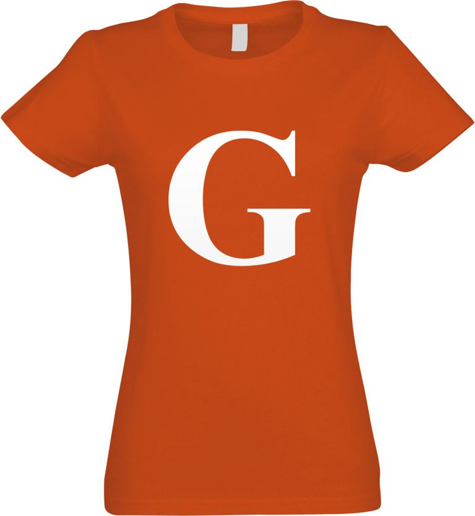Kiwistar - T-Shirt tailliert - Damen - orange - Buchstabe G - Alphabet - mit Motiv Bedruckt - Funshirt Design - Sport - Freizeit - Damen - L