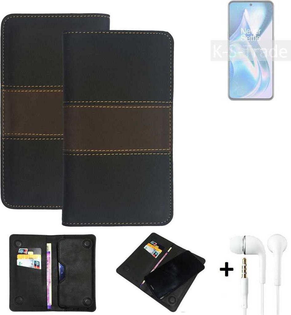 K-S-Trade Handyhülle + Kopfhörer kompatibel mit OnePlus Ace Schutzhülle Walletcase Bookstyle Tasche Schutz Case Hülle Wallet Cover Kunstleder