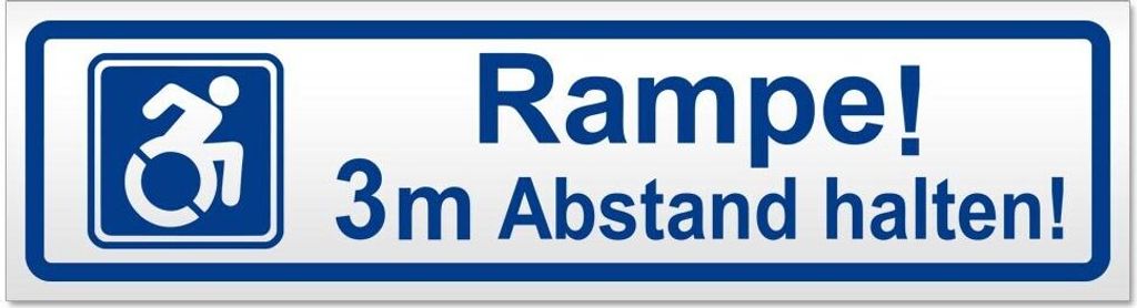 Kiwistar Rampe! Motiv 3m Abstand halten! Magnetschild Schild magnetisch - 30cm Verkehrsblau - Magnetfolie für Auto PKW Kfz