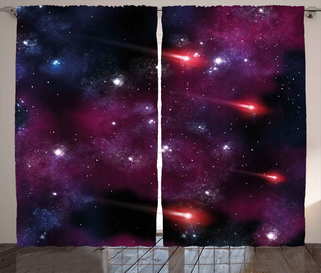 ABAKUHAUS Platz Rustikaler Gardine, Magischer Sternenstaub-Meteor, Schlafzimmer Kräuselband Vorhang mit Schlaufen und Haken, 280 x 225 cm, Magenta...