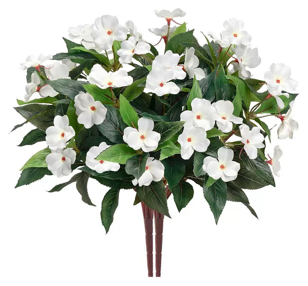 Künstliche Fleißige Lieschen für den Außenbereich, UV-beständiger Kunstseidenblumenstrauß für Frühling und Sommer, Garten, Terrasse, Verand...