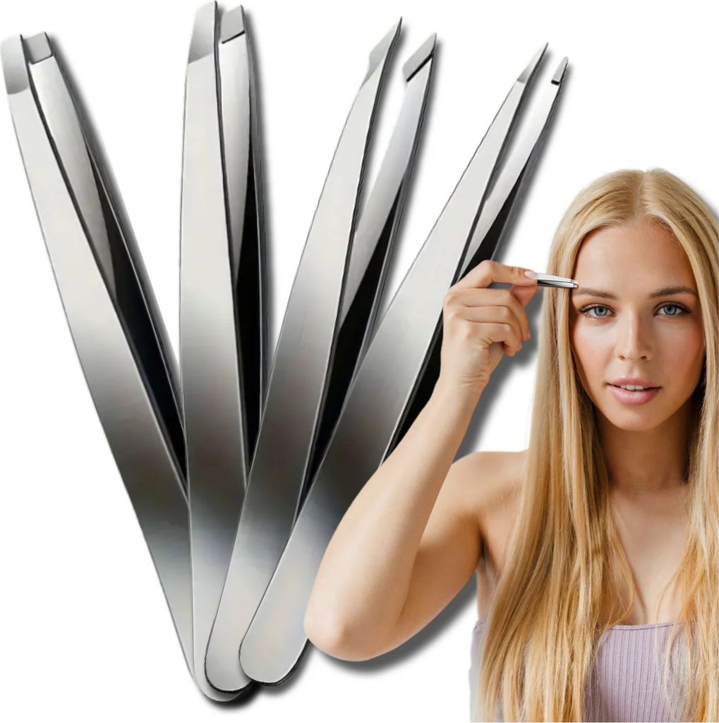 Set mit 4 professionellen Kosmetikpinzetten aus Edelstahl