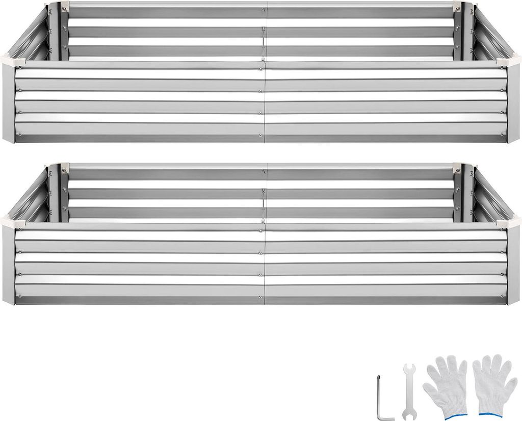 SucceBuy Set di 2 aiuole rialzate in metallo 180x90x30 cm, Immagine del prodotto 