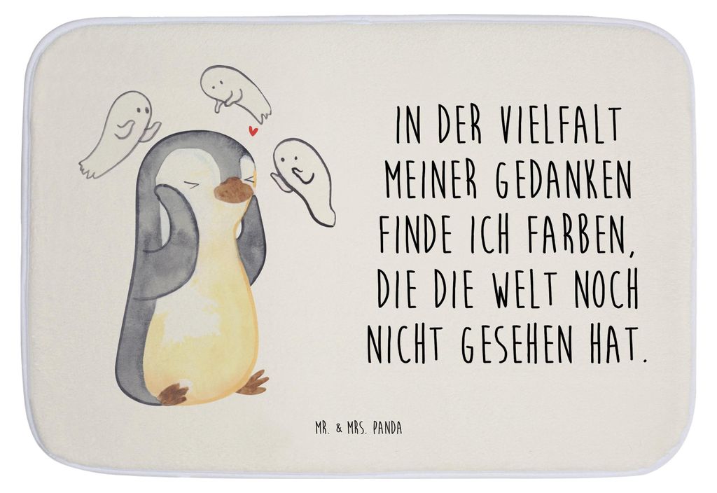 Mr. & Mrs. Panda Badematte Pinguin Schizophrenie - Weiß - Geschenk, badezimmer läufer, Badvorleger, Gefühlswelt, Badezimmerteppich, Badteppich, ...