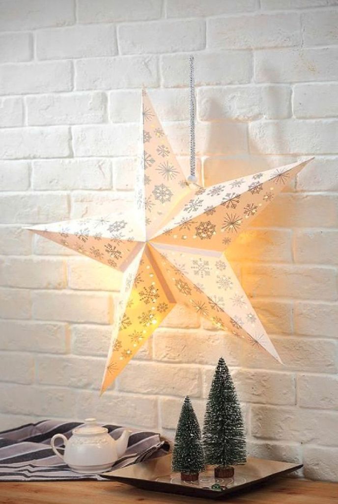 LED Holz Stern Adventsstern Weihnachtsstern beleuchtet Fenster Weihnachtsdeko H 