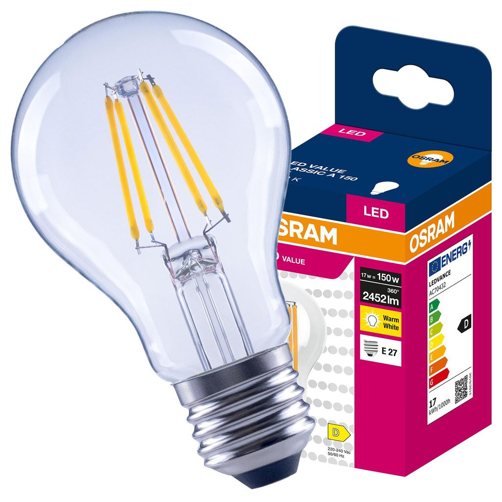 OSRAM LED Lampe E27 Classic Filament A150 17W 2452lm Produktbild  KI-generiertes Bild
