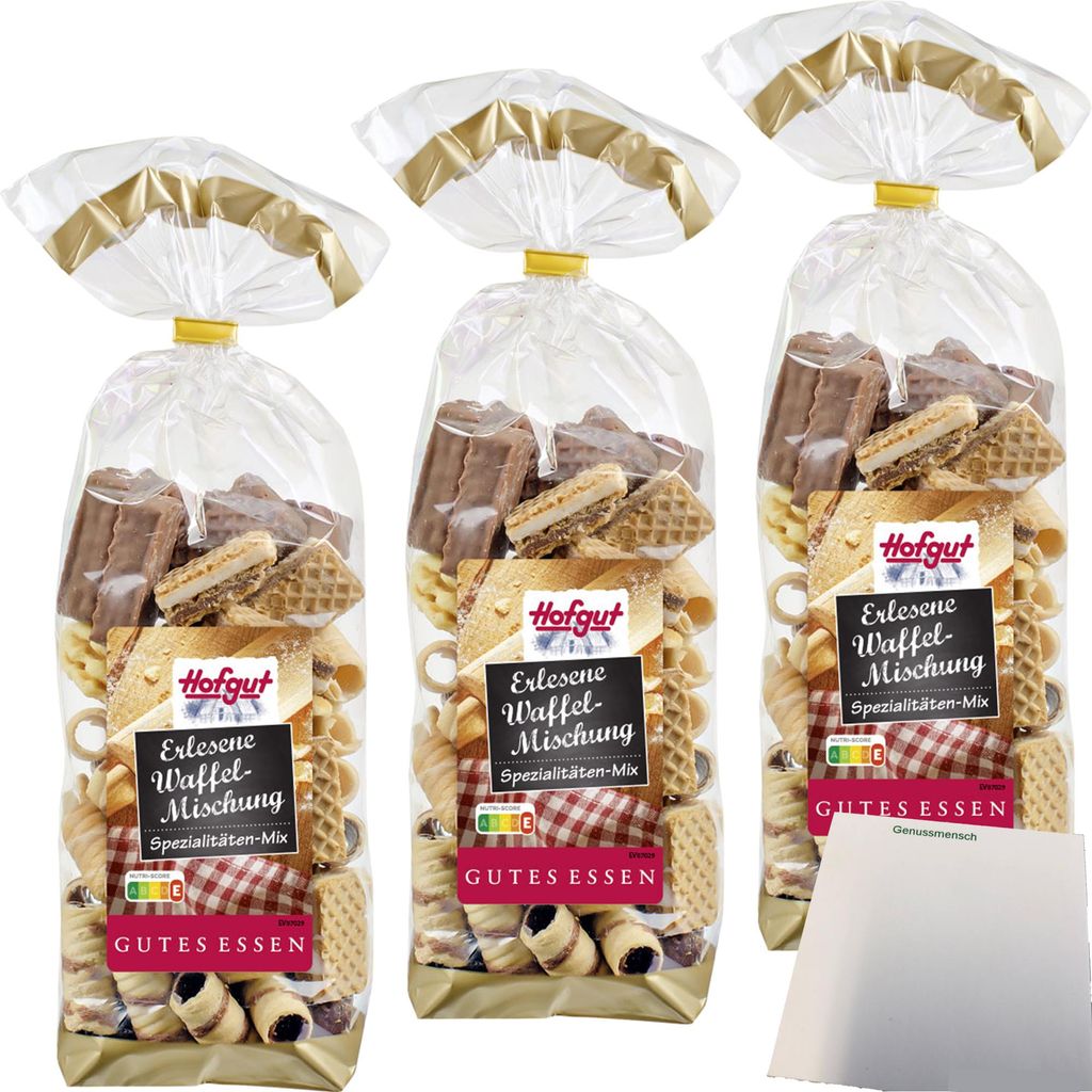 Hofgut Waffelmischung 3er Pack (3x300g Beutel) + usy Block