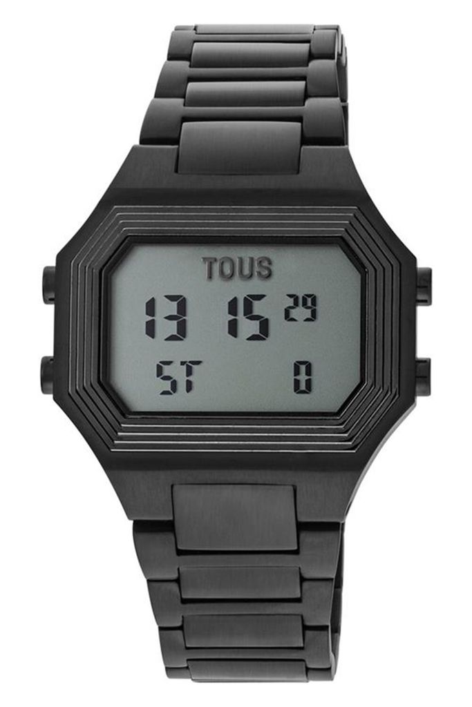 Tous Herren Armbanduhr EMERALD Edelstahl rechteckig digital mit Kalender