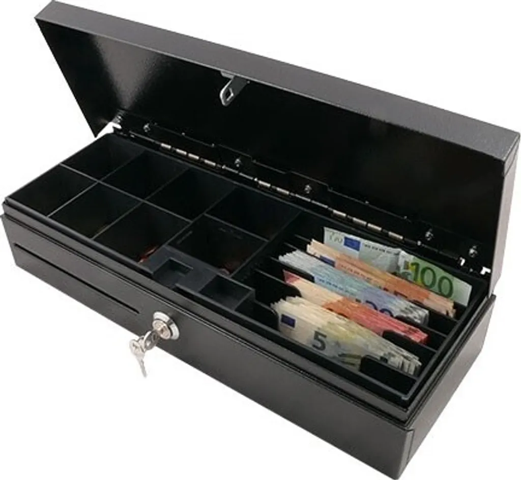 Tiroir-caisse AC-F460 anthracite avec ouverture verticale et microrupteur