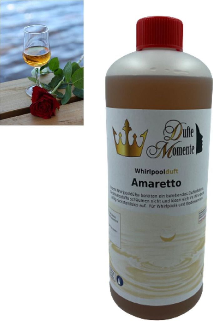 Dufte Momente | Whirlpool Duft 1000ml | Amaretto | mit naturreinen und natürlichen ätherischen Ölen | kein Schaum | vegan und ohne Tierversuche