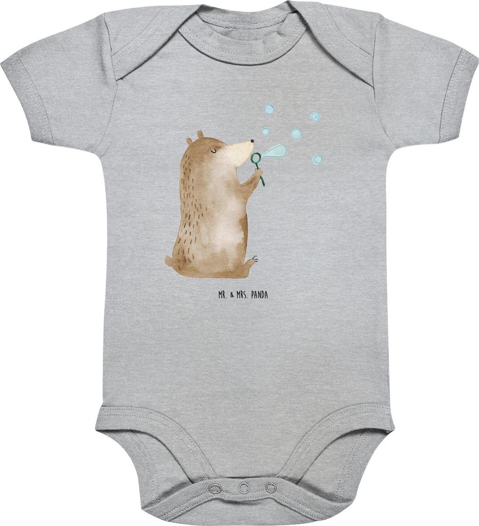 Mr. & Mrs. Panda Strampler Bär Seifenblasen 1. - 3. Monat - Heather Grey - Geschenk, Lustig Sein Glücklich Traurig Happy, Babystrampler, overall ...