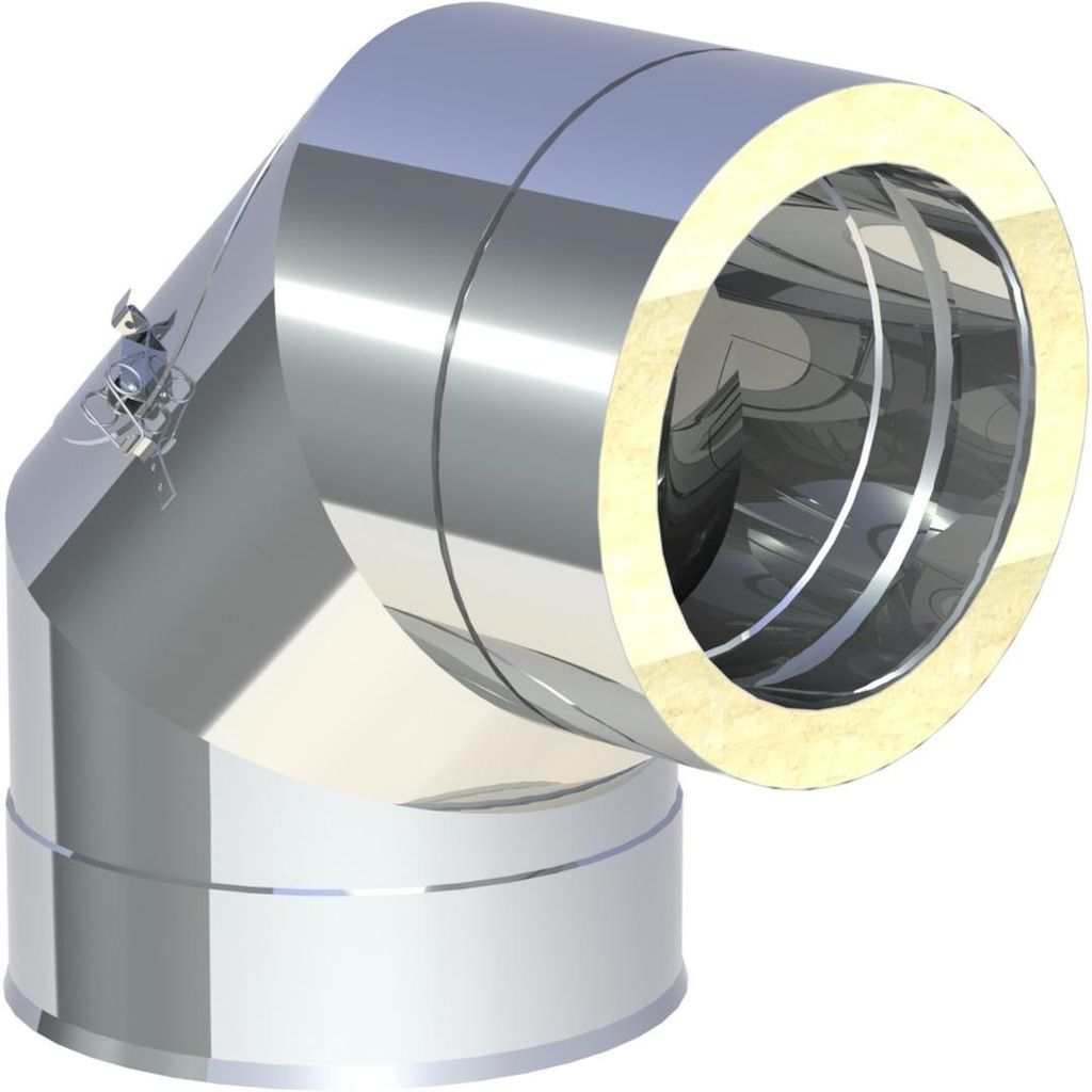 Jeremias DW-ECO 2.0 300mm 90° Winkel mit Revisionsöffnung Edelstahl doppelwandig bis 600°C Abgassystem hochwertig für Öl Gas Festbrennstoffe