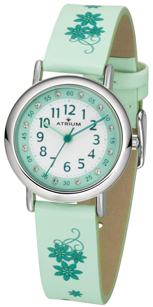 ATRIUM A47-13 Blumen Uhr Mädchen Kinderuhr Lederarmband Produktbild 