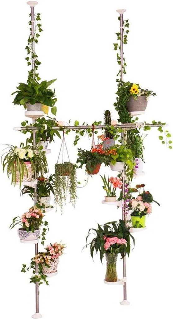 Étagère à fleurs d'angle inox 12 niveaux et supports suspendus pro