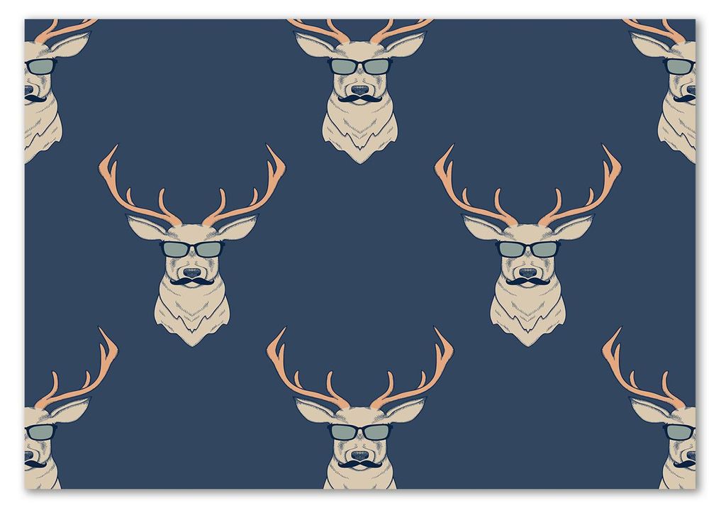 Tulup Glas-Bild - 100 x 70 - Wandbild aus Glas - Wandkunst - Wandbild hinter gehärtetem Sicherheitsglas - Tiere - Hipster Hirsch - Beige