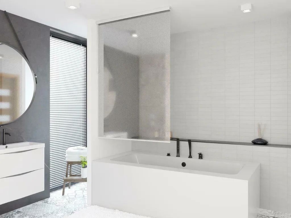 Tenda Doccia Avvolgibile a Cassonetto 140cm Pietra Lattea Elegante