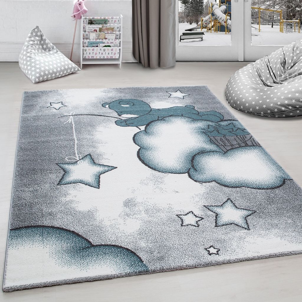 Teppich mit süßem Design - ein schönes Motiv für kleine Entdecker, Größe: 200 x 290 cm, Farbe: Blau-10
