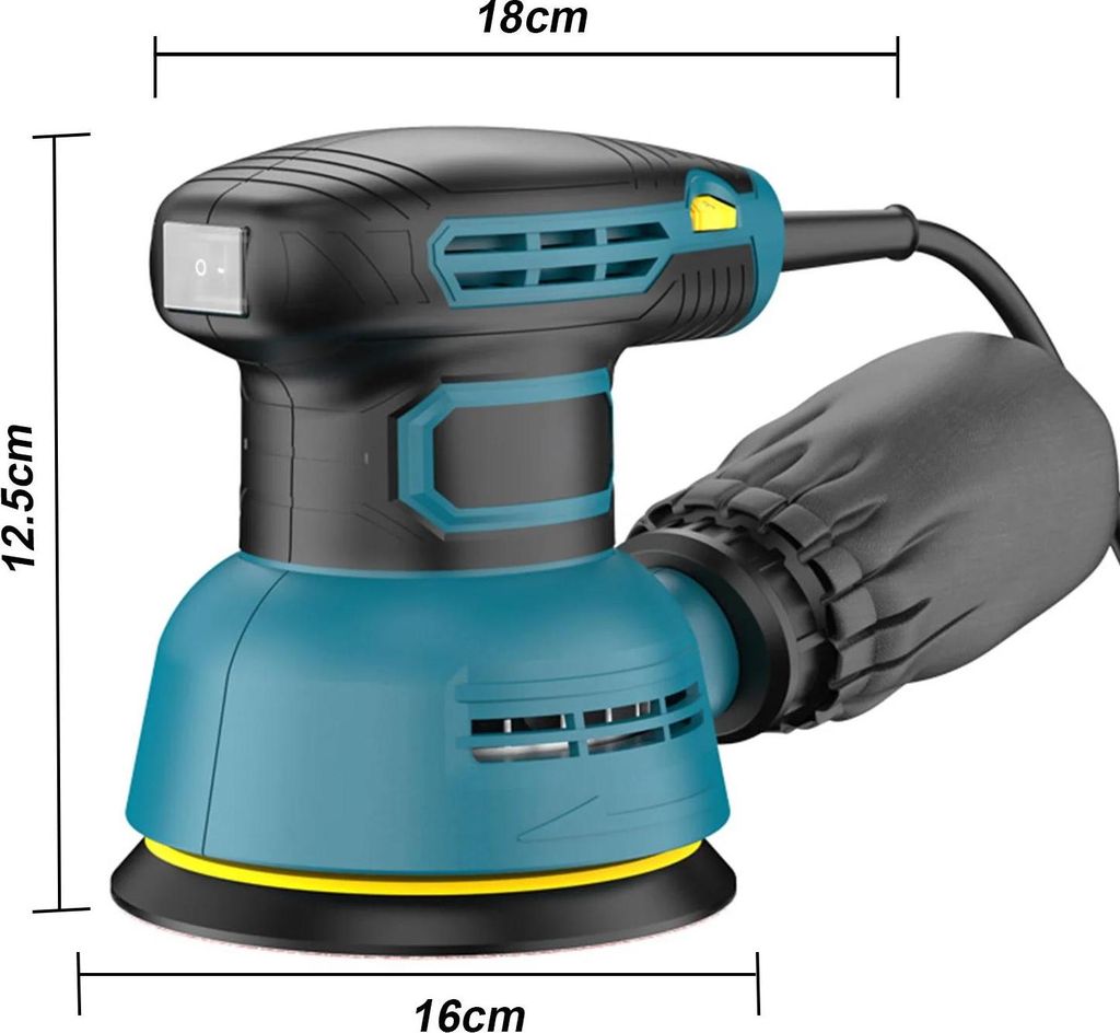 Elektrischer Exzenterschleifer und Poliermaschine - Exzenterbewegung - Drehzahlregelung - 300 W - 125 mm Schleifteller - Für Autopolitur