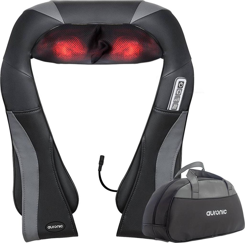 Auronic Shiatsu Massagekissen - Elektrisches Nackenmassagegerät - Infrarot - Nacken und Schulter - Inklusive Tragetasche - Massagegeräte - Schwar...