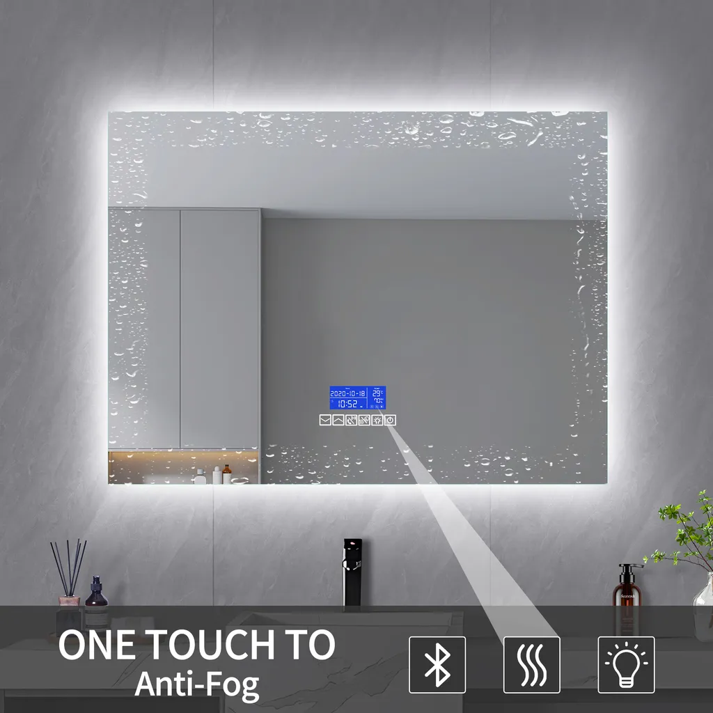 Miroir LED Bluetooth 100x80 cm : Éclairage variable et anti-buée IP44 - 4