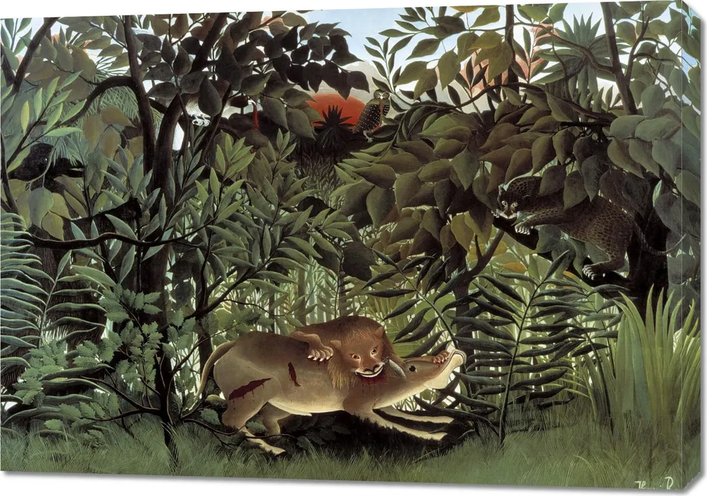 Henri Rousseau The Hungry Lion Quadro 100x70 cm Vintage Jungle