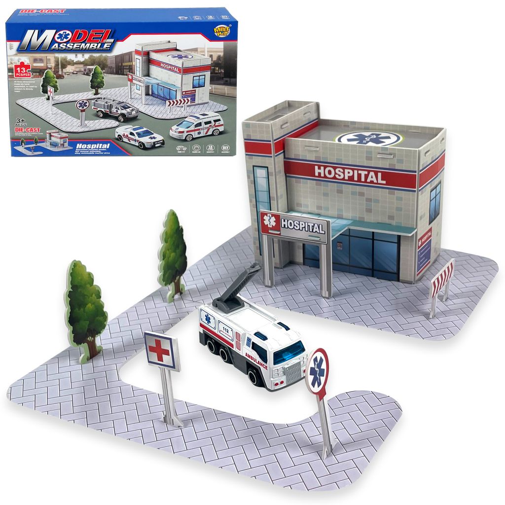 Hôpital 3D DIY – Kit Éducatif avec Ambulance Métal et Image du produit 