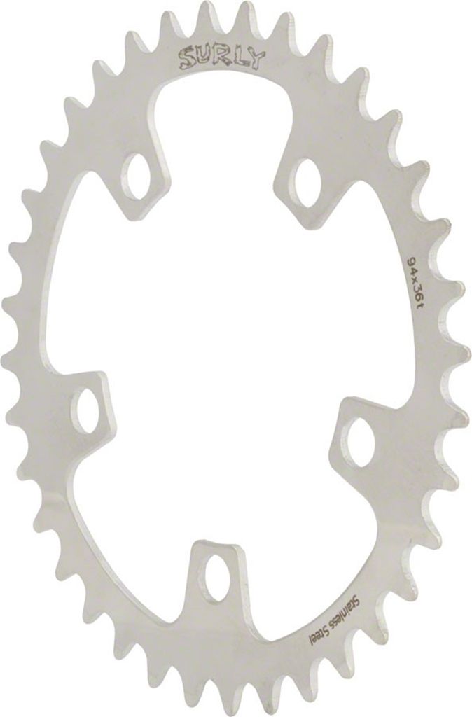Surly Ring Edelstahl Kettenblatt, 94 BCD, 5-Loch, 36 Z., bis 9-fach, silver