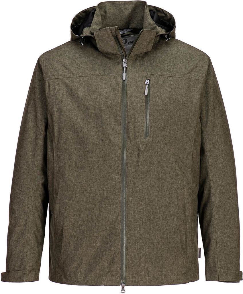 Blue Wave Herren Funktionsjacke Henk - Wasserdichte Outdoor-Jacke mit Mesh-Futter und abnehmbarer Kapuze in Oliv Größe 3XL