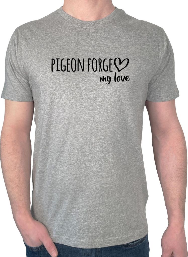 Huuraa Herren T-Shirt Pigeon Forge my love S Sport Grey Bio Baumwolle Fairtrade Herrenshirt Geschenkidee