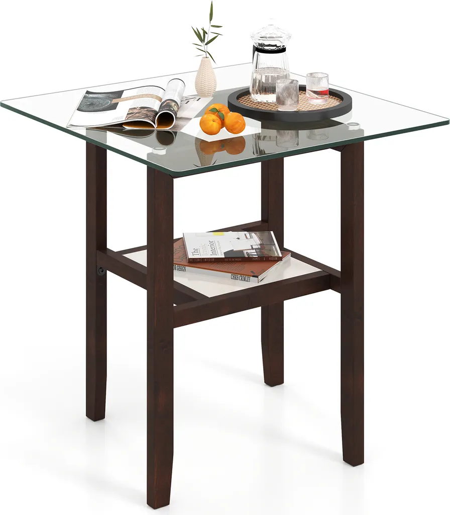 Petite Table de Salon en Verre et Bois Marron : Gain de Place et Design