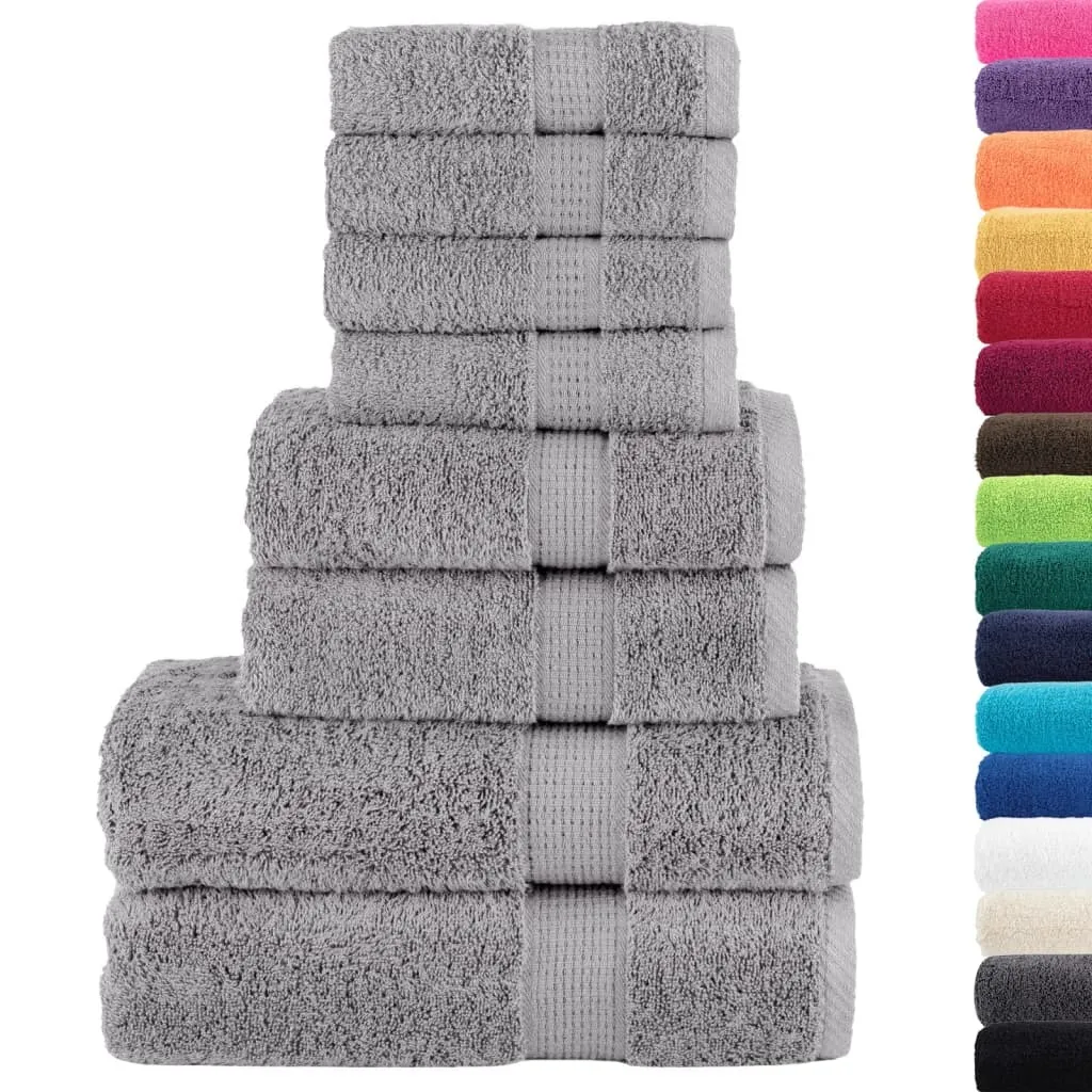 Offerta Set 8 Asciugamani Grigio vidaXL SOLUND | 100% Cotone 600 g/m²