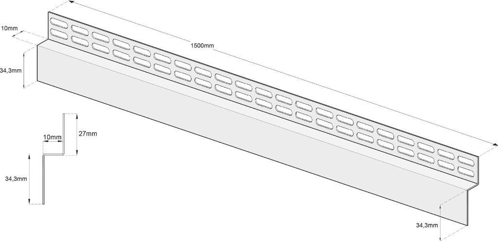Aquabad Edelstahl Gefälle Wandprofil Clive Wall für begehbare Dusche 150cm, gerade, 8 / 10mm (Fliese/Kante)